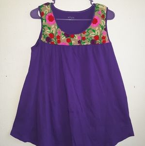 A.T.U.N. 💜❤ sleeveless top with embroidery ❤💜